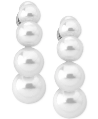 Majorica Marjorica Sterling Silver Graduated Imitation Pearl Drop Earrings In White