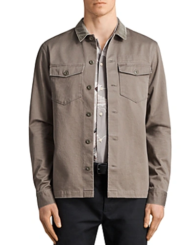 Allsaints Tactical Regular Fit Button-down Shirt In Olive Green