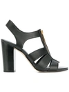 Michael Michael Kors Women's Damita Leather Zip High-heel Sandals In Black