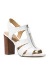 Michael Michael Kors Women's Damita Leather Zip High-heel Sandals In Optic White