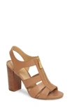 Michael Michael Kors Women's Damita Leather Zip High-heel Sandals In Cashew