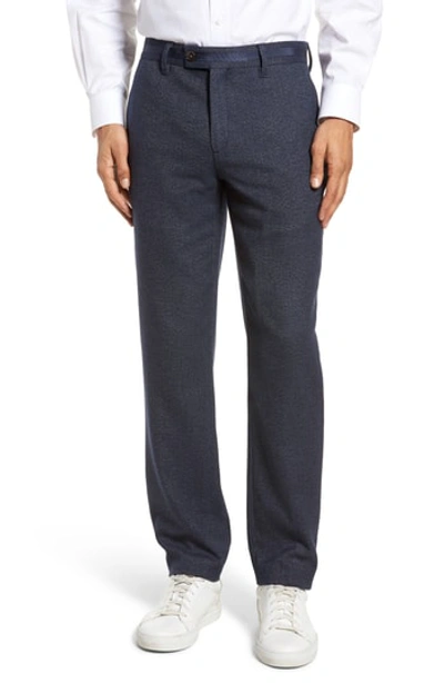 Ted Baker Clifrot Flat Front Stretch Solid Cotton Pants In Navy