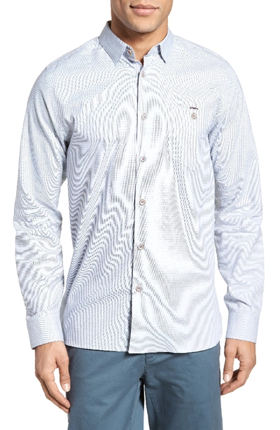 Ted Baker Slim Fit Textured Sport Shirt In Grey