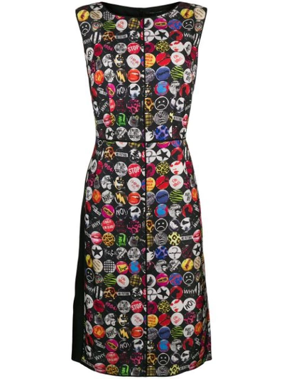 Marc Jacobs Sleeveless A-line Badges-print Dress In Black