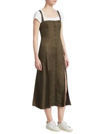 Cinq À Sept Alexa Sleeveless Button-front Midi Dress In Olive