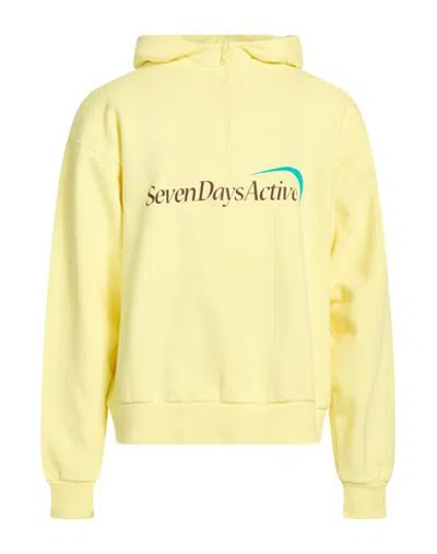 7 Days Active Man Sweatshirt Pastel Yellow Size M Cotton