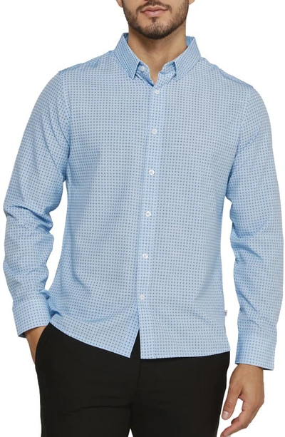 7 Diamonds Cyril Medallion Print Performance Button-up Shirt In Light Blue