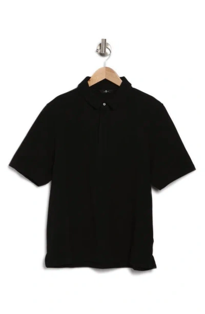 7 For All Mankind Cotton Piqué Polo In Black