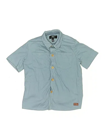 Pre-owned 7 For All Mankind Kids' Short Sleeve Button Down Shirt In Blue