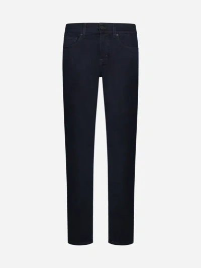7 For All Mankind The Straight Luxe Performance Eco Jeans In Dark Blue