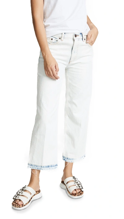 Marc Jacobs Wide-leg Washed-denim Cropped Jeans In Denim Chiaro