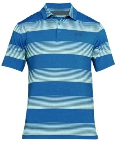 Under Armour Men's Playoff Performance Ombre Striped Golf Polo In Mediterranean/rhino Gray