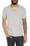 John Varvatos Slim Fit Slubbed V-neck T-shirt In Light Grey