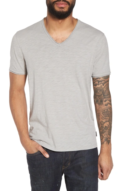 John Varvatos Slim Fit Slubbed V-neck T-shirt In Light Grey