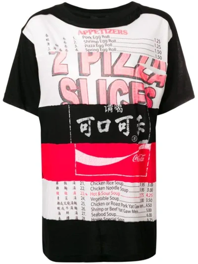 Marc Jacobs Mixed Cola-pizza Short-sleeve Cotton T-shirt In Black