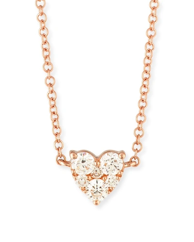 Ef Collection 14k Diamond Heart Pendant Necklace In Rose Gold