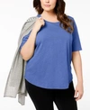 Eileen Fisher Plus Size Organic Cotton T-shirt In Bluebell