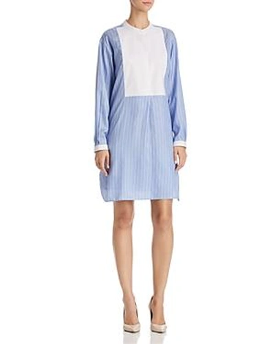 Paule Ka Striped Silk Tunic Shirt Dress In Ciel