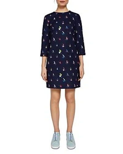 Ted Baker Colour By Numbers Wandle Fly Fish Dress In Navy