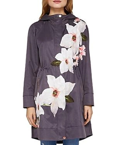 Ted Baker Nannci Chatsworth Bloom Parka In Gray