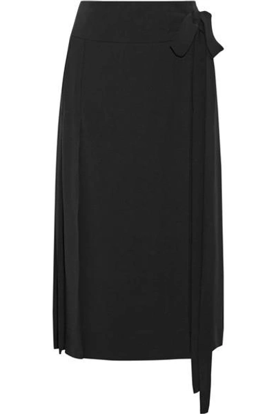 Marni Pleated Cady Midi Wrap Skirt In Black