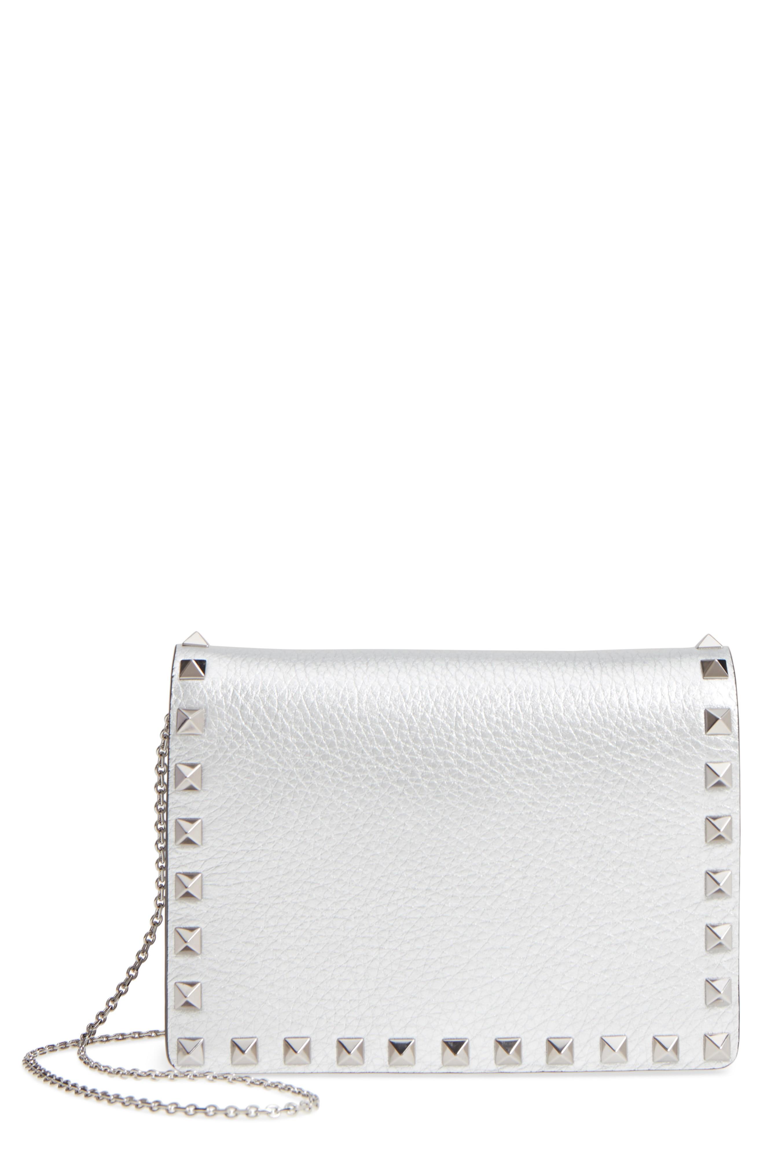 silver valentino clutch