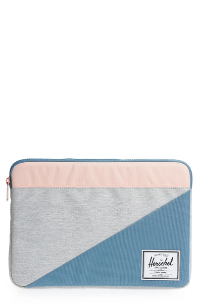 Herschel Supply Co Anchor 13-inch Macbook Sleeve - Grey In Light Grey/ Aegean Blue/ Peach