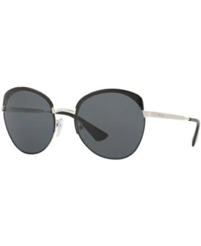Prada Pr54ss 7ax5z1 59mm Black Round Sunglasses In Black/grey Polar
