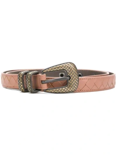 Bottega Veneta Dahlia Intrecciato Nappa Belt In Pink