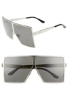 Saint Laurent Betty 68mm Metal Shield Sunglasses - Silver