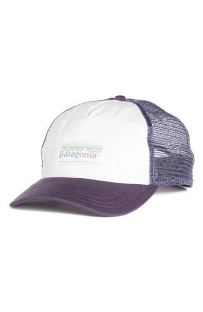 Patagonia Trucker Hat - White In White W/ Piton Purple
