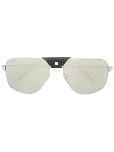 Cartier Santos De  Square-frame Sunglasses In Metallic