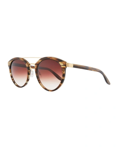 Barton Perreira Dalziel Round Sunglasses With Metal Bar In Sulcata Tortoise