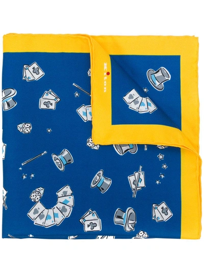 Kiton Magician Print Handkerchief - Blue
