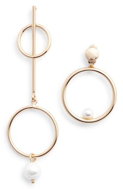 Danielle Nicole Mismatched Imitation Pearl Statement Earrings In Gold