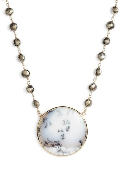 Ela Rae Morah Necklace In Pyrite/ Dendrite Opal Disc