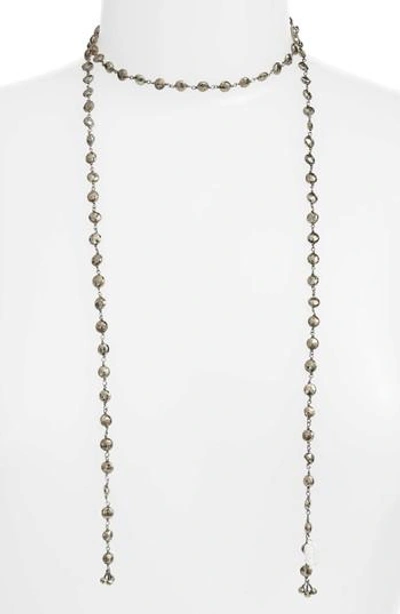 Ela Rae Diana Lariat Necklace In Pyrite Coin