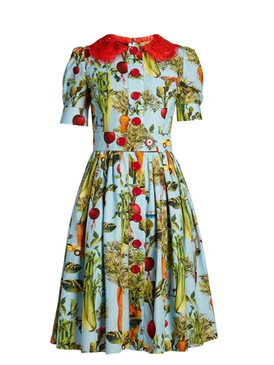 Dolce & Gabbana Carrot And Car-print Round-neck Dress In Multicolor