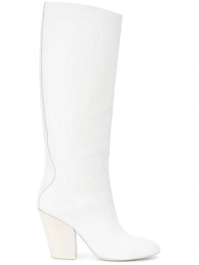 A.f.vandevorst Contrast Panel Knee Boots In White