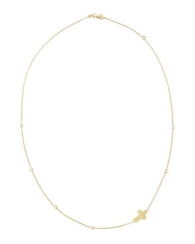 Roberto Coin Integrated Diamond Cross Necklace, Yellow Gold