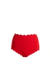 Marysia - Santa Monica Scallop Edged Bikini Briefs - Womens - Red