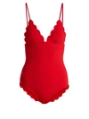 Marysia Santa Clara Scallop-edged Swimsuit In Red