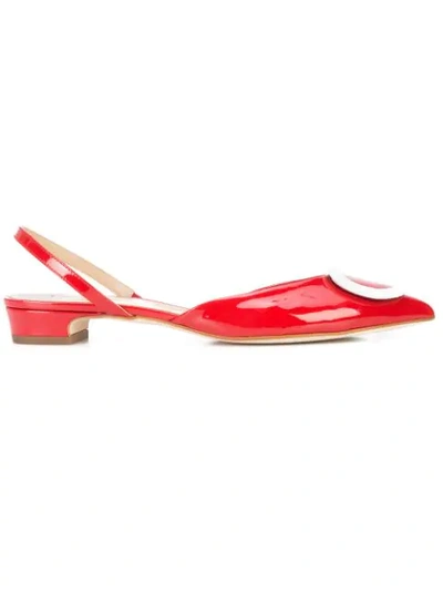Fabio Rusconi Buckled Pointed Slingback Flats In Red
