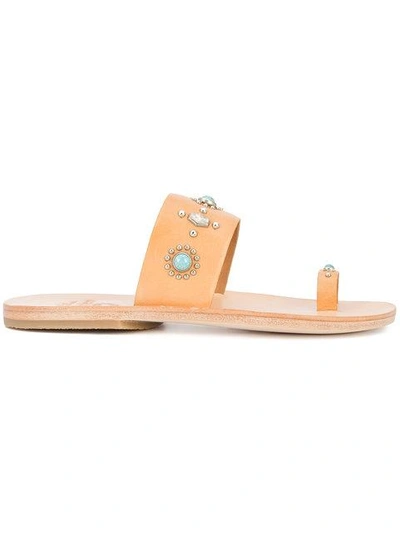 Calleen Cordero Nickel And Turquoise Embellished Sandals In Neutrals