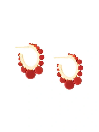 Aurelie Bidermann Ana Gold-plated Hoop Earrings In Red