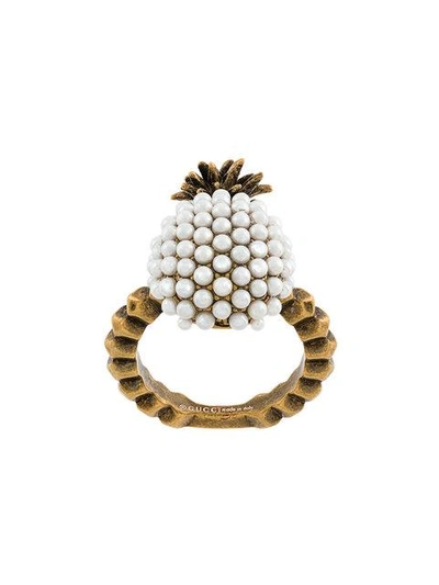 Gucci Pineapple Ring In Metallic