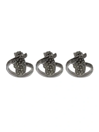 Camila Klein Strass Embellished 3-ring Set In Metallic