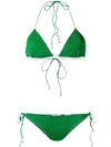 Oseree 'lumiere' Green Bikini With Triangular Top And Tie Closure In Tech Fabric Woman
