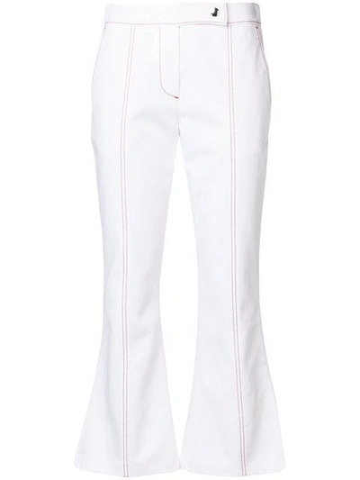 Msgm Topstitch Kick Flare Jeans In White