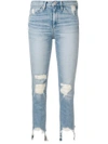 3x1 Frayed Trim Cropped Jeans In Blue